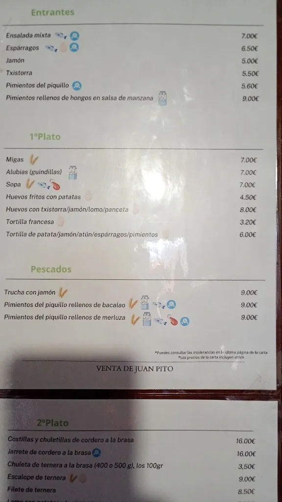 Menu_Restaurante Venta de Juan Pito_Isaba/Izaba_immagine_2