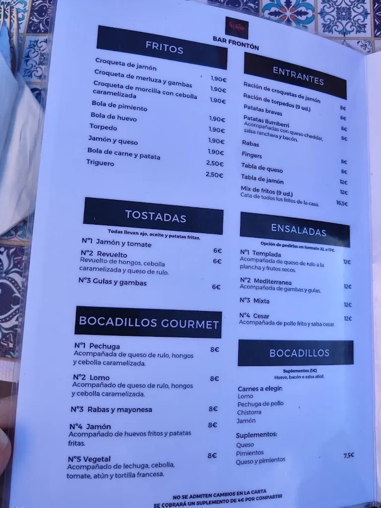 Menu_BAR Frontón Ilunberri/Lumbier._Lumbier_immagine_3