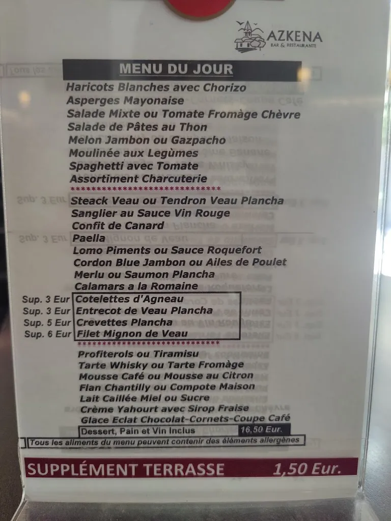 Menu_BENTA AZKENA BAR & RESTAURANTE._Luzaide/Valcarlos_image_1