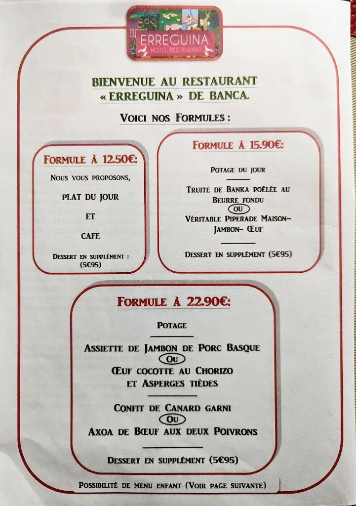 Menu_Auberge Hôtel-Restaurant Erreguina_Luzaide/Valcarlos_image_2