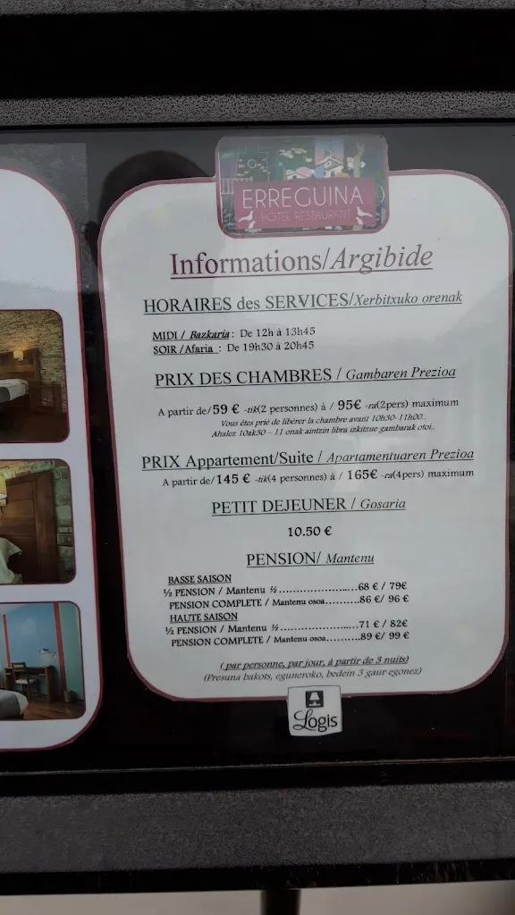 Menu_Auberge Hôtel-Restaurant Erreguina_Luzaide/Valcarlos_image_4