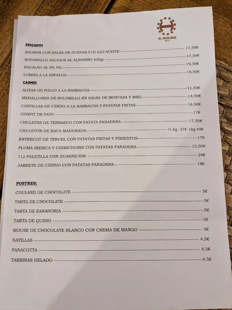 Menu_Las Ocas Restaurante Terraza - hotel molino_Monreal/Elo_image_1