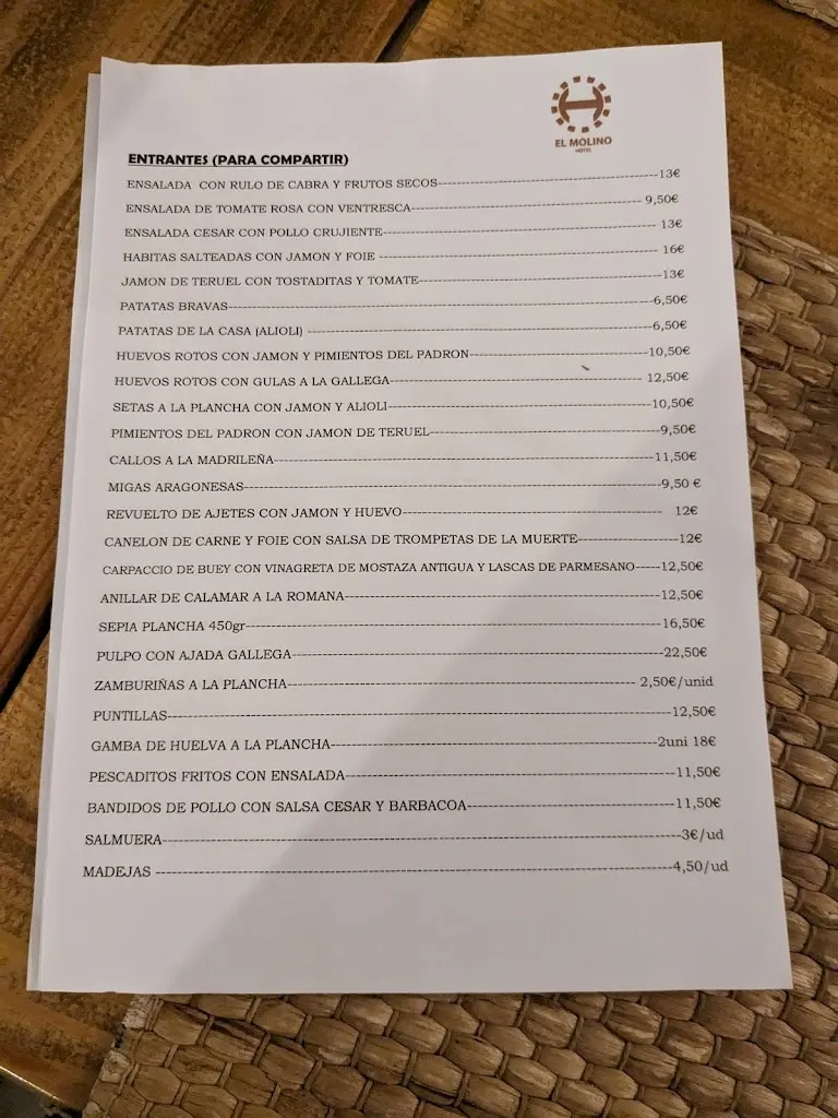 Menu_Las Ocas Restaurante Terraza - hotel molino_Monreal/Elo_image_4