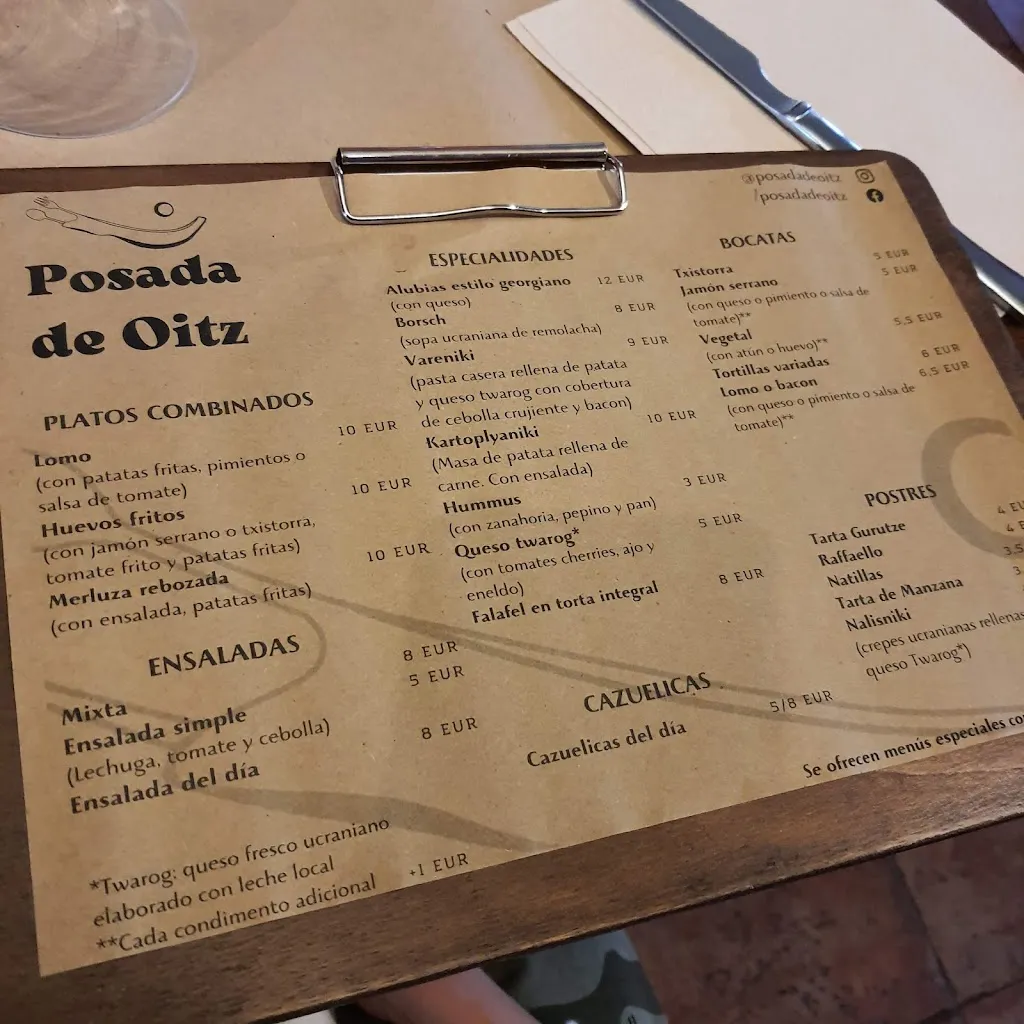 Menu_Hostal - Posada De Oitz - Oitzeko Ostatua_Oitz_immagine_1