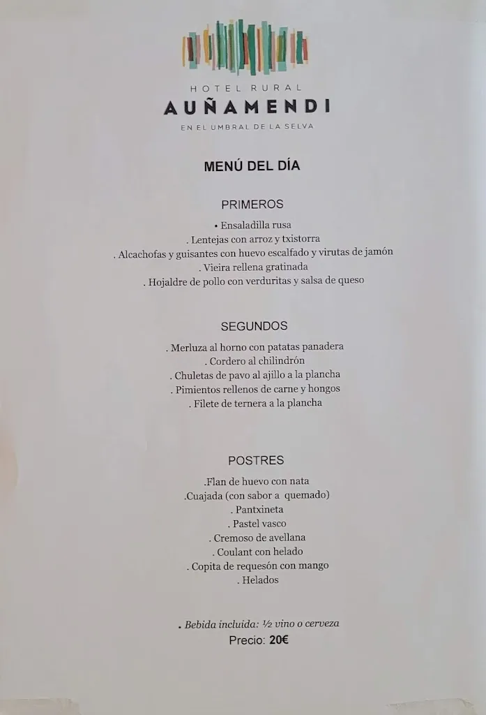 Menu_Restaurante Hotel Auñamendi_Ochagavía/Otsagabia_image_1