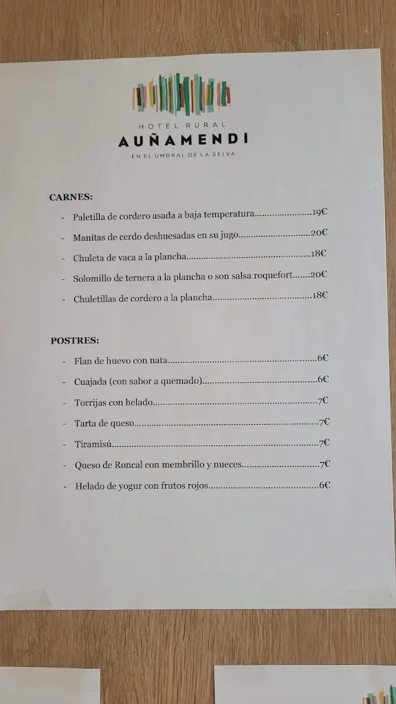 Menu_Restaurante Hotel Auñamendi_Ochagavía/Otsagabia_image_2