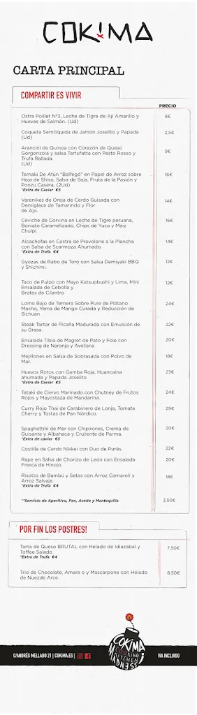 Menu_Restaurante Cokima | MONCLOA_Olejua_image_1
