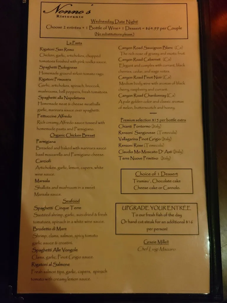 Menu_Nonno's Ristorante_Murieta_image_4