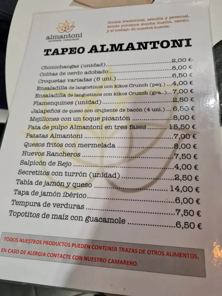Menu_Restaurante ALMANTONI_Sant Joan dAlacant_immagine_1