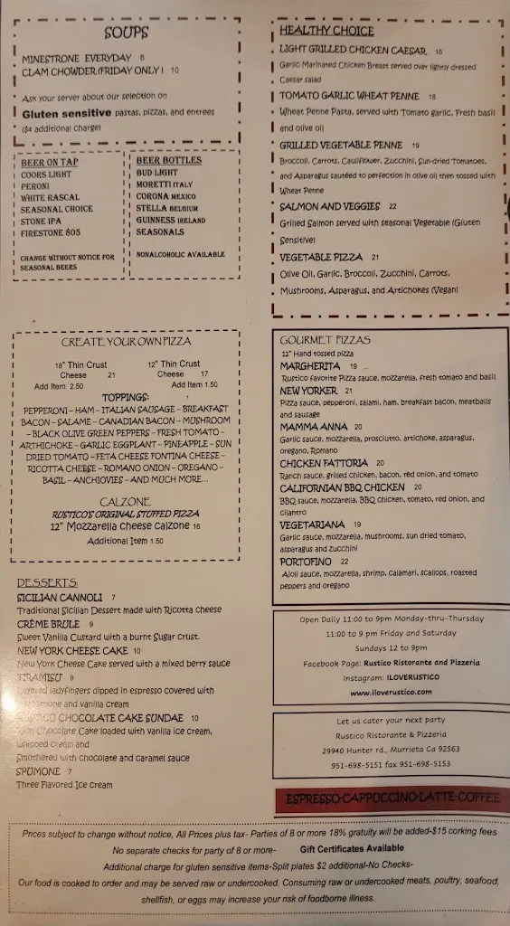 Menu_Rustico Ristorante & Pizzeria_Murieta_image_2