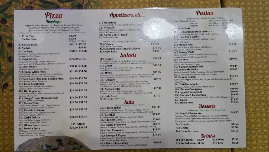 Menu_A Carini's Pizza & Pasta_Murieta_immagine_2