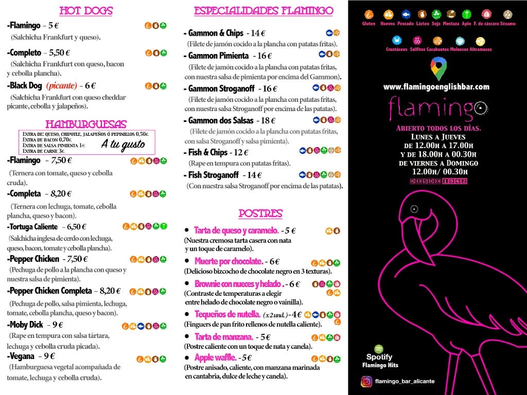 Menu_Flamingo English Bar_Sant Joan dAlacant_image_2