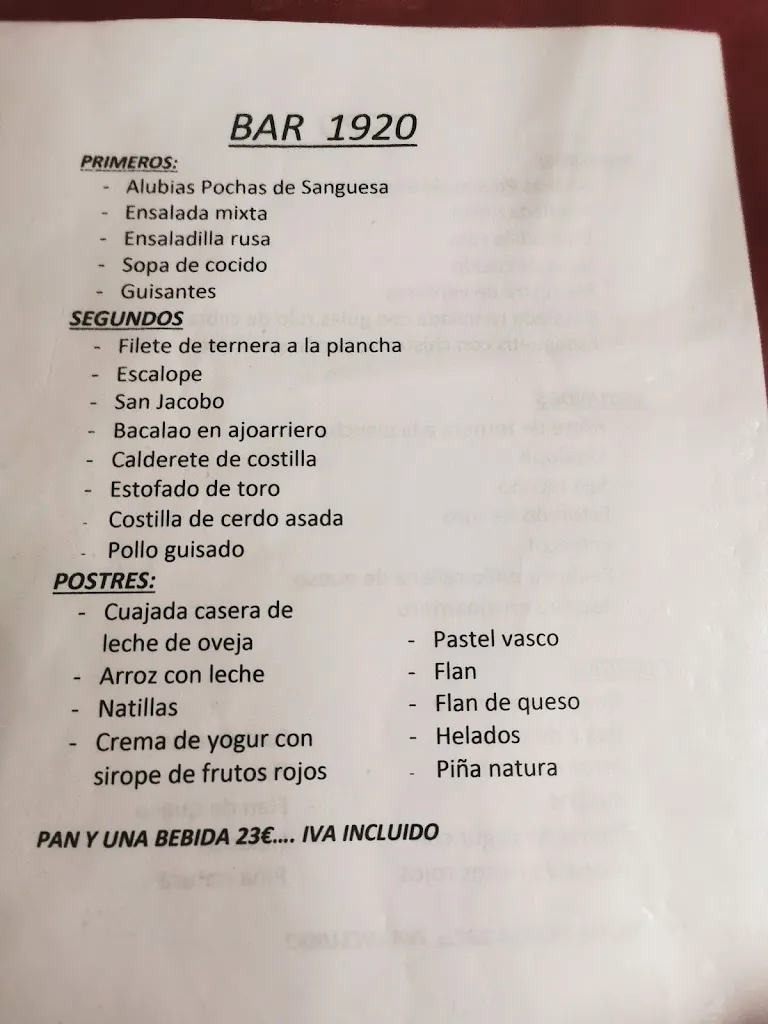 Menu_Bar Restaurante 1920_Sangüesa/Zangoza_image_3
