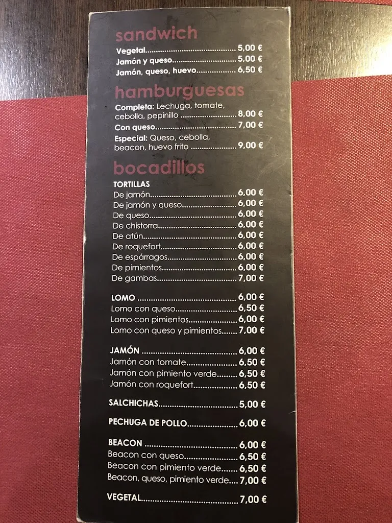 Menu_Bar El Pilar_Sangüesa/Zangoza_image_1