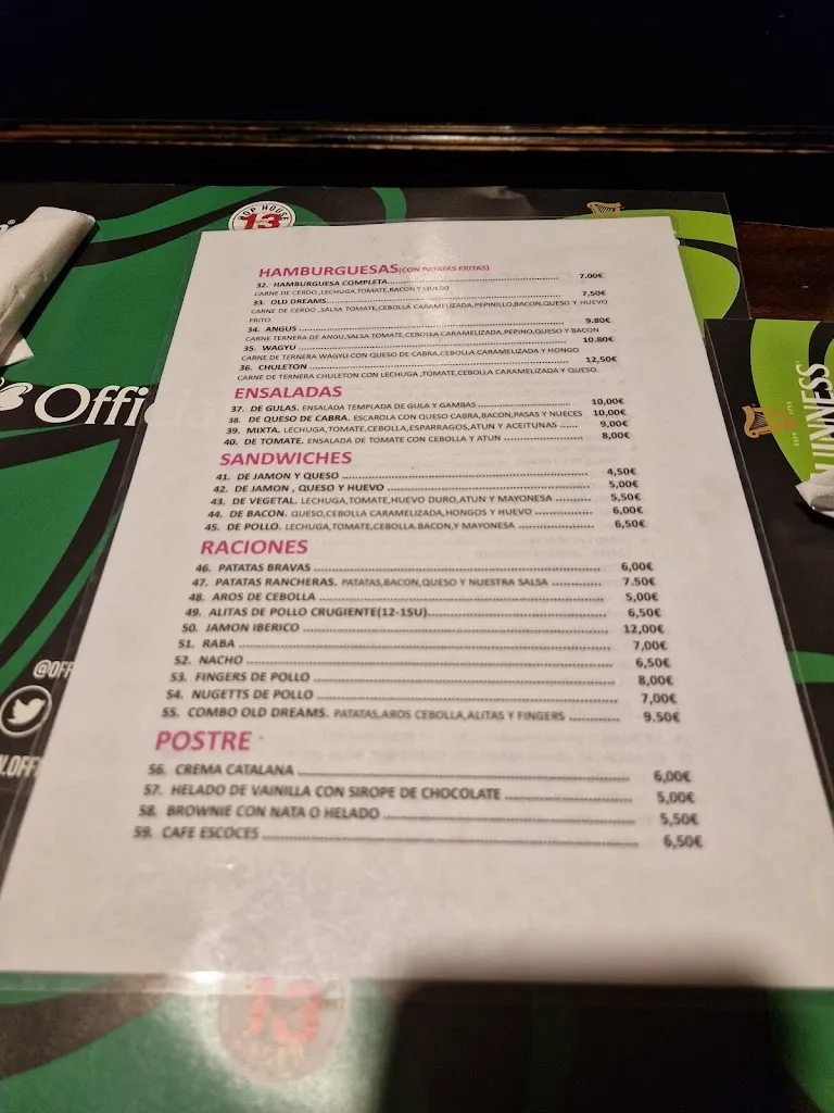 Menu_Old Dreams_Sarriguren_image_1