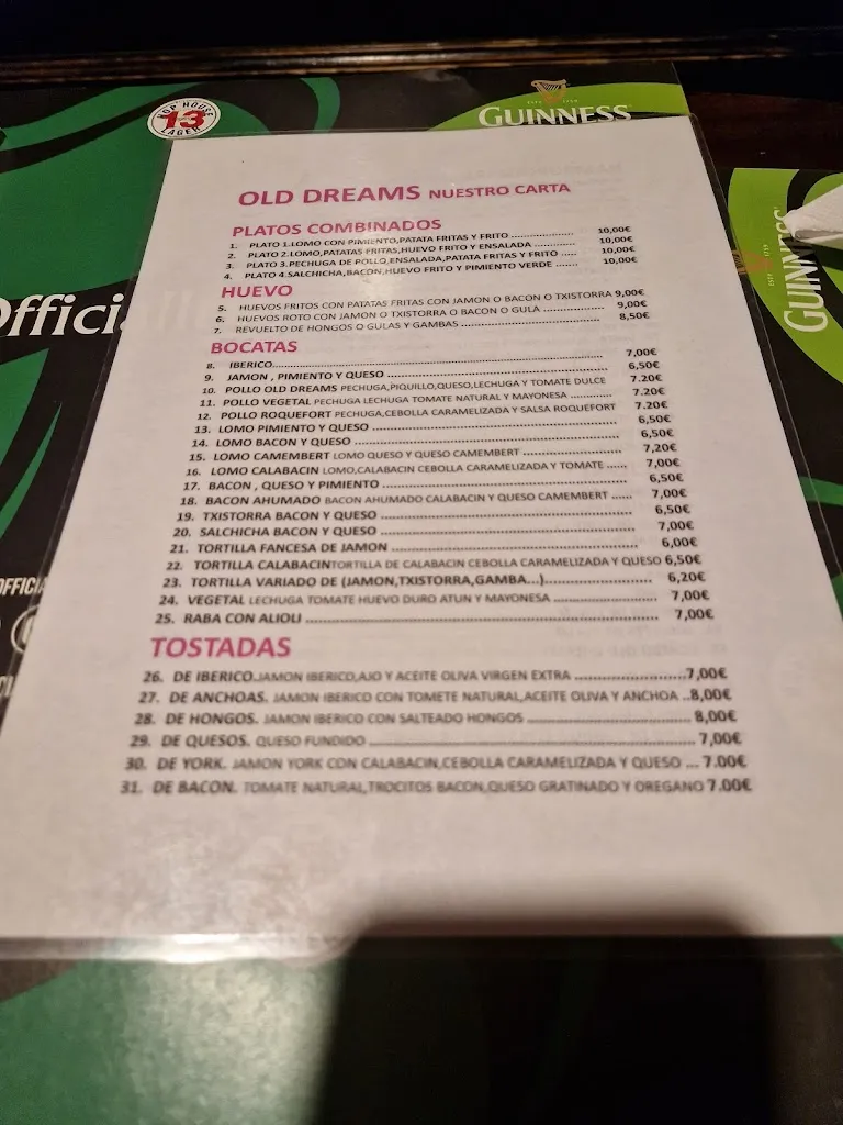 Menu_Old Dreams_Sarriguren_image_2