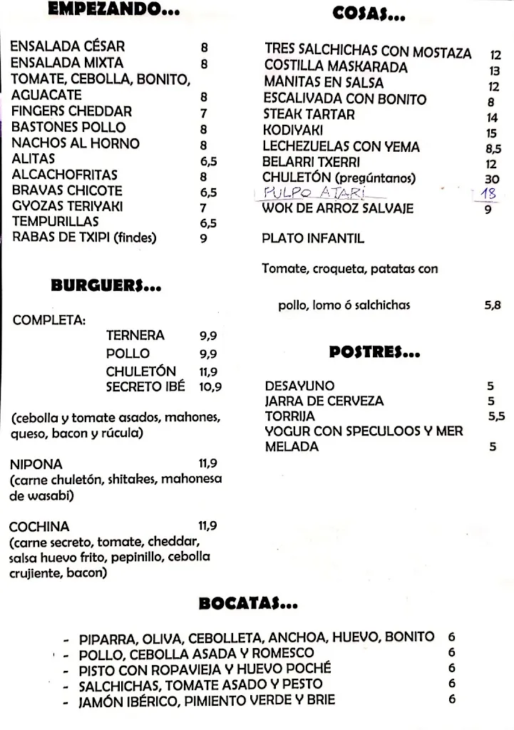 Menu_Bar Groutxo_Sarriguren_immagine_2