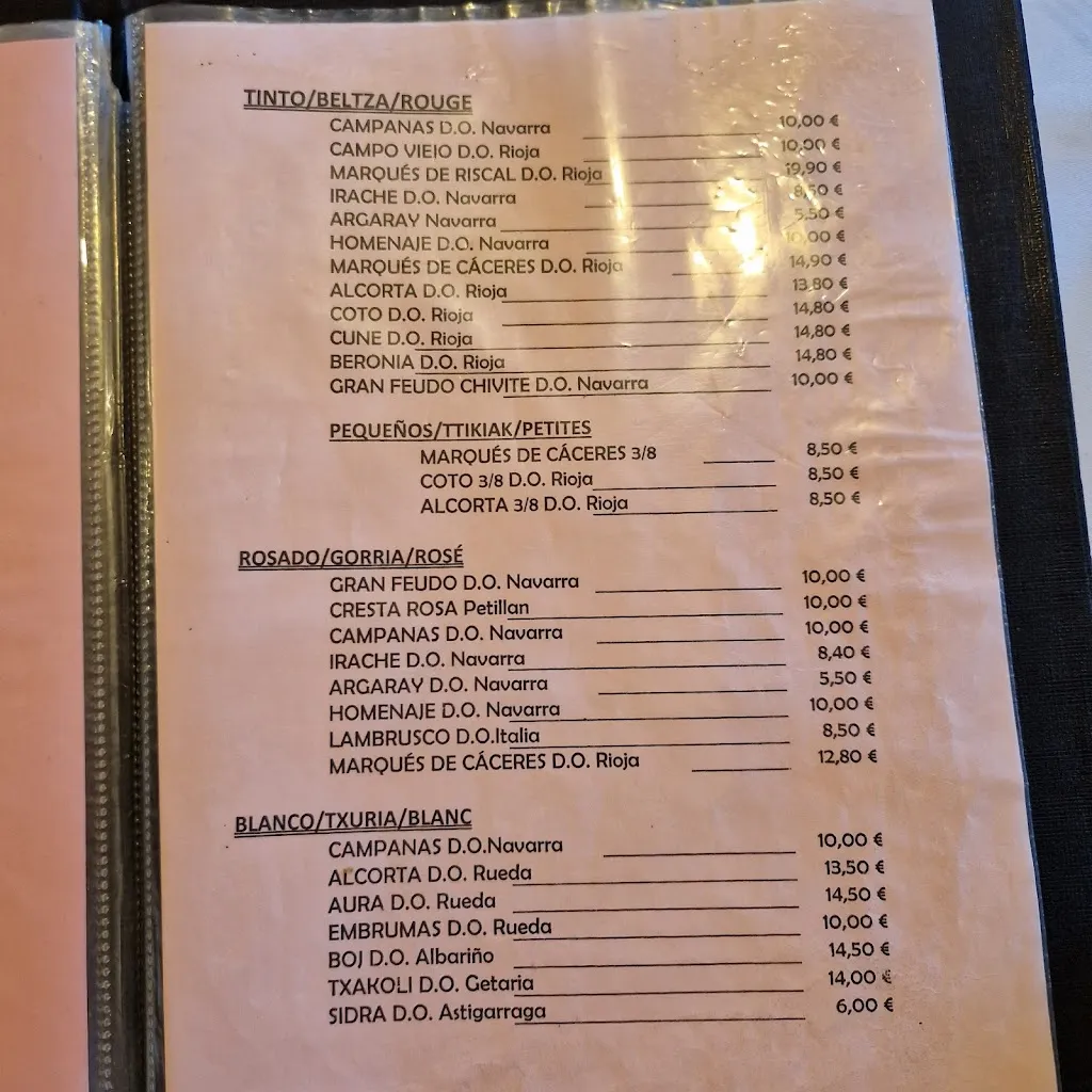 Menu_Bar restaurante Azketa_Urdazubi/Urdax_immagine_3