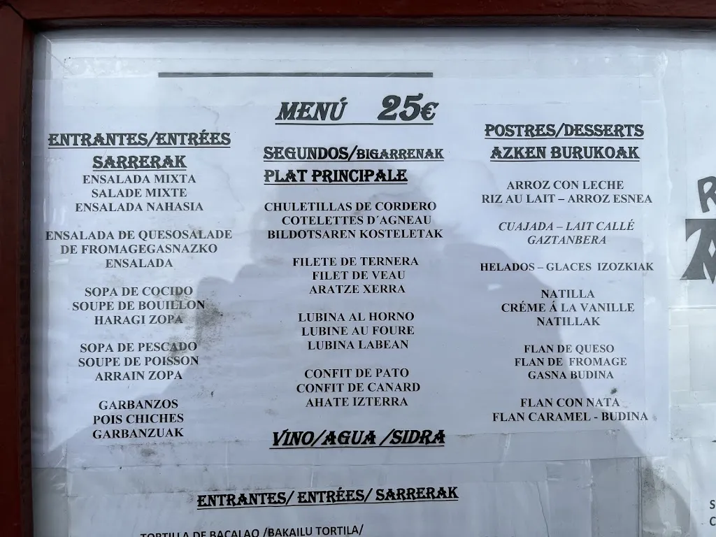 Menu_Bar restaurante Azketa_Urdazubi/Urdax_immagine_4