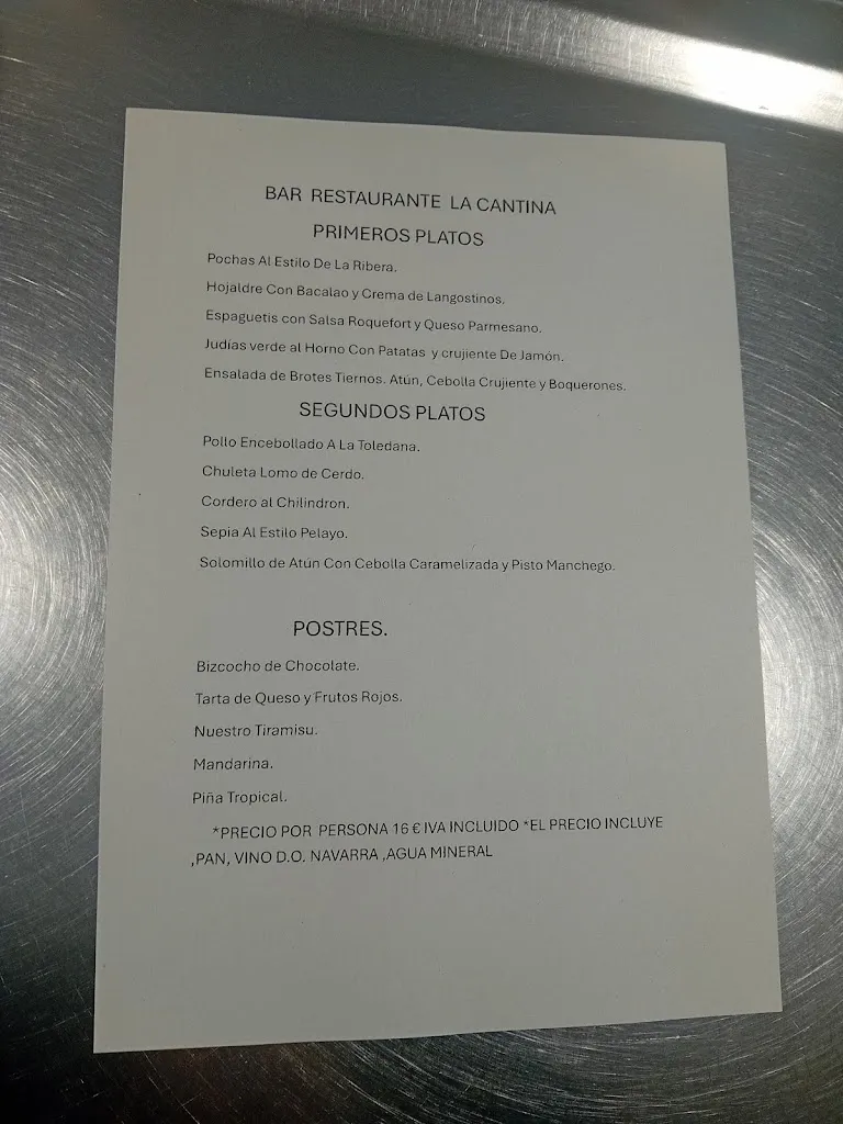 Menu_Bar Restaurante La Cantina_Tudela_immagine_2