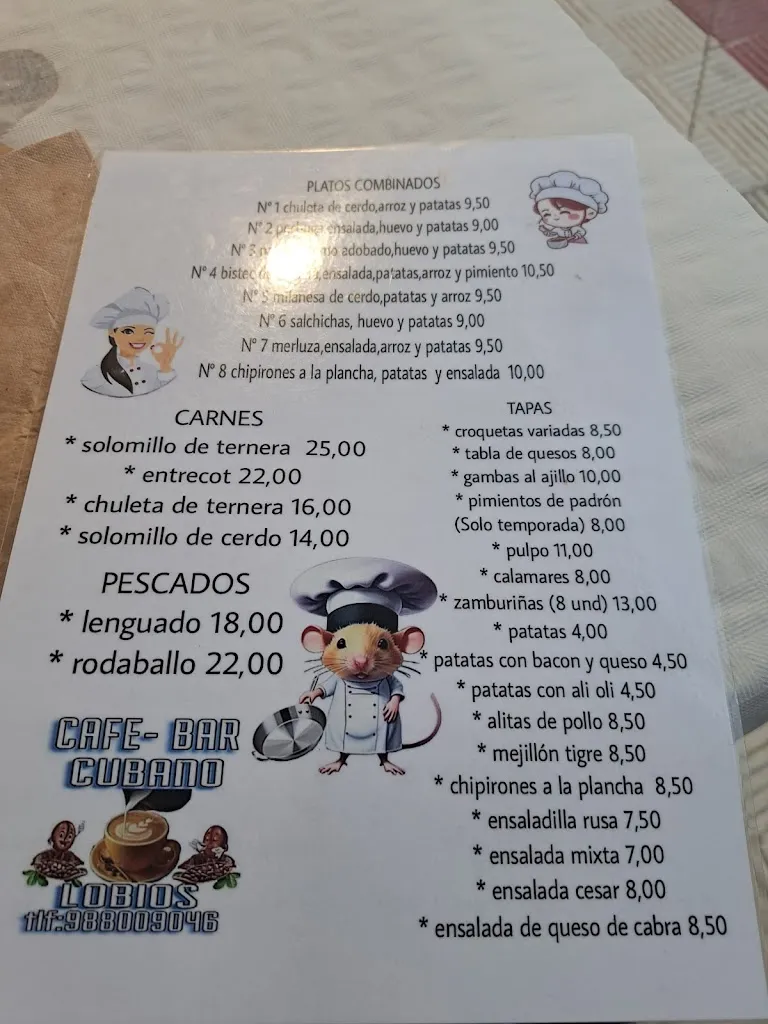 Menu_Bar Cafetería Restaurante Cubano_Lobios_image_1