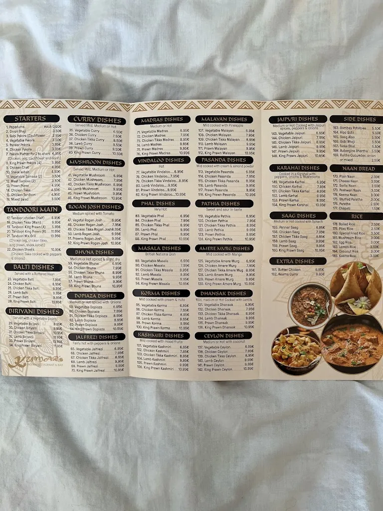 Menu_kumars indian resturant_San Fulgencio_image_1