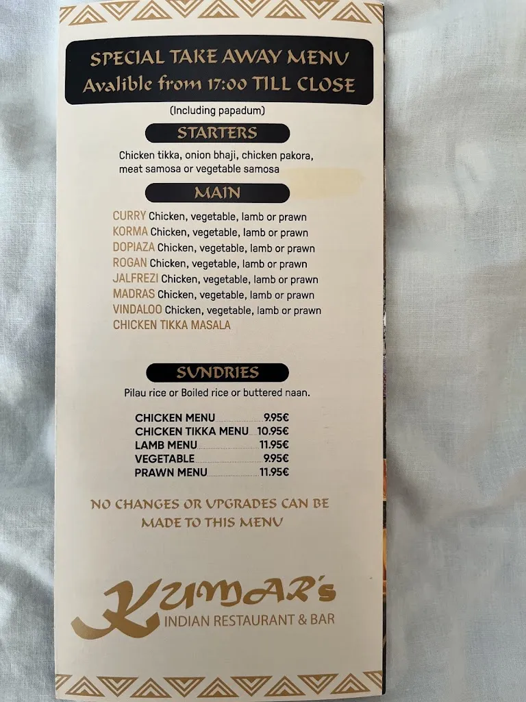 Menu_kumars indian resturant_San Fulgencio_image_3