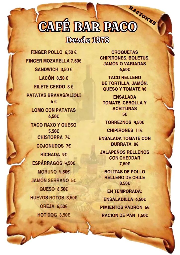 Menu_Bar Paco Loterías_Carballiño O_image_1