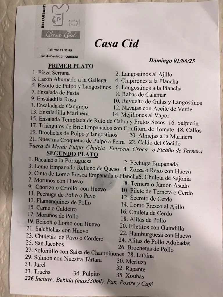 Menu_Restaurante Casa Cid_San Cibrao das Viñas_immagine_1