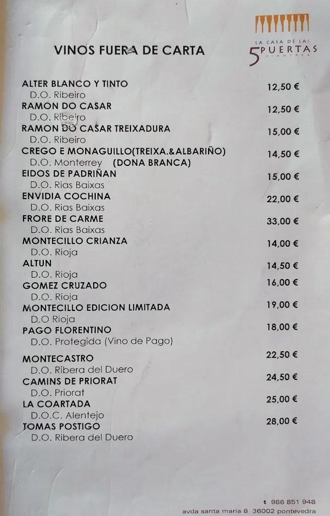 Menu_Restaurante La Casa De Las 5 Puertas_Pontedeva_image_1