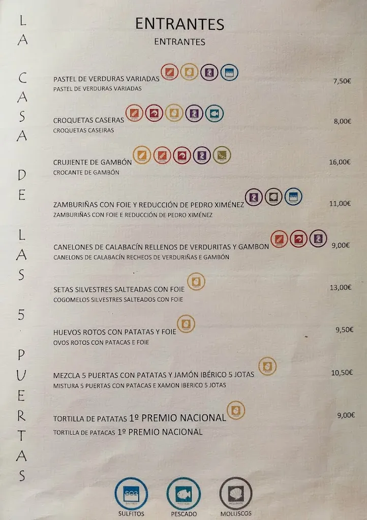 Menu_Restaurante La Casa De Las 5 Puertas_Pontedeva_image_2