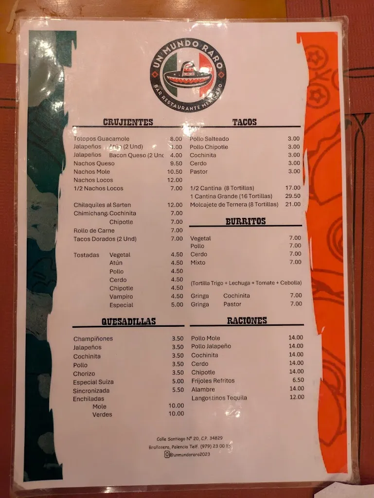 Menu_Un Mundo Raro | Restaurante Mexicano_Brañosera_immagine_1
