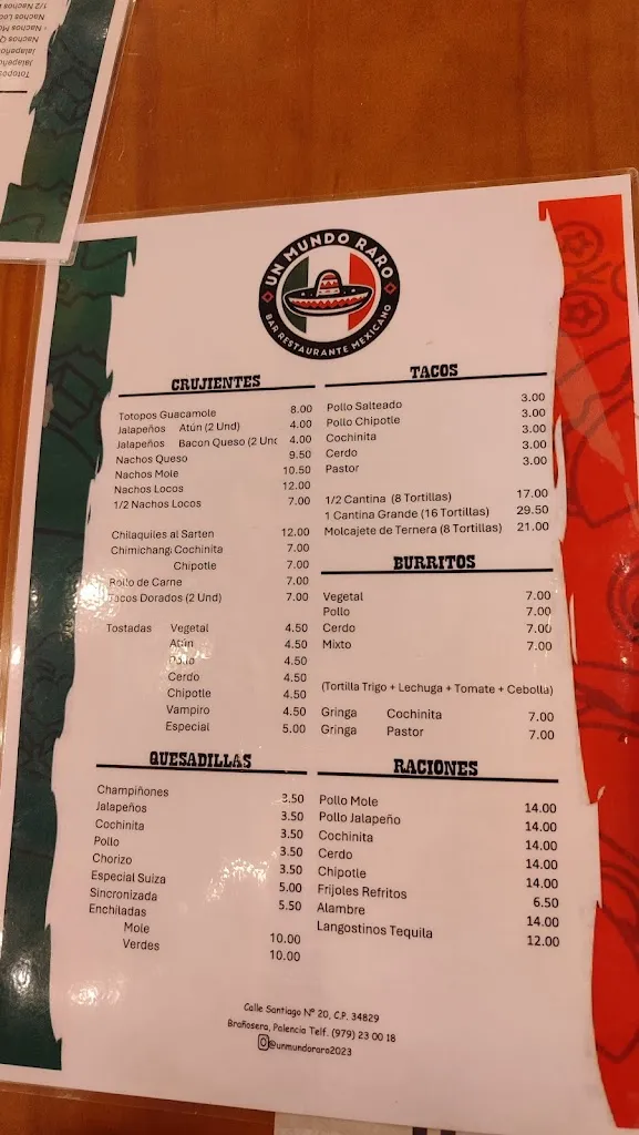 Menu_Un Mundo Raro | Restaurante Mexicano_Brañosera_immagine_4