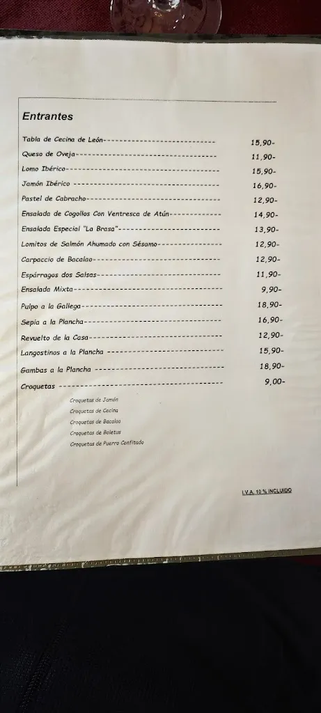 Menu_Mesón - Hostería La Brasa_Bustillo de la Vega_image_1