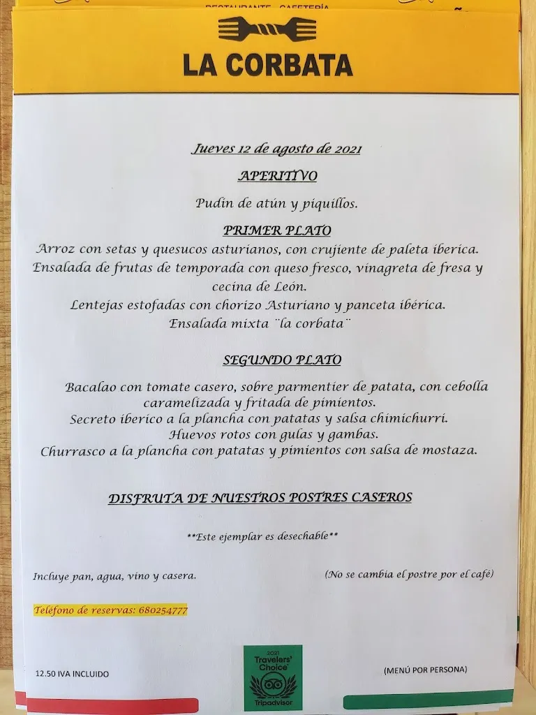 Menu_Restaurante La Corbata Saldaña_Bustillo de la Vega_immagine_1