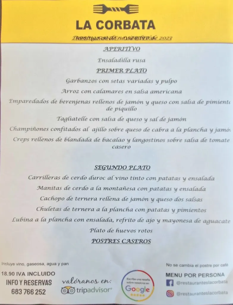 Menu_Restaurante La Corbata Saldaña_Bustillo de la Vega_immagine_2