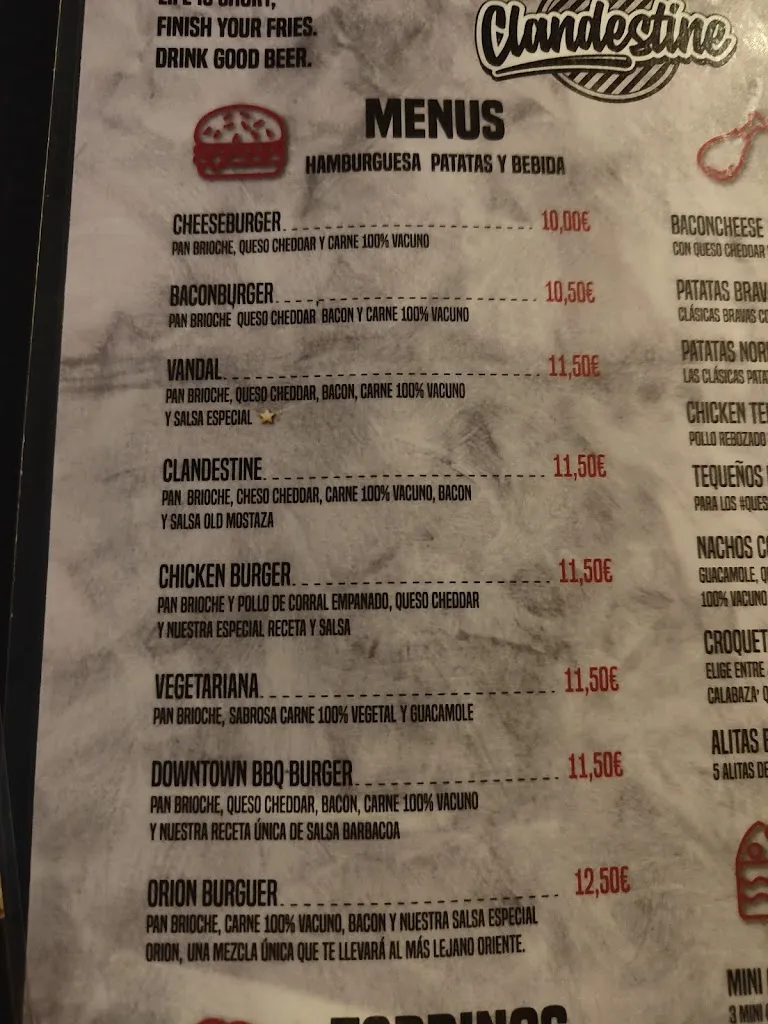 Menu_CLANDESTINE URBAN BAR_San Vicente del Raspeig/Sant Vicent del Raspeig_image_2