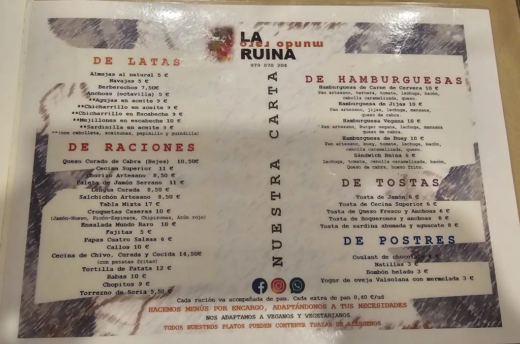 Menu_La Ruina-Mundo RaRo_Cervera de Pisuerga_image_3