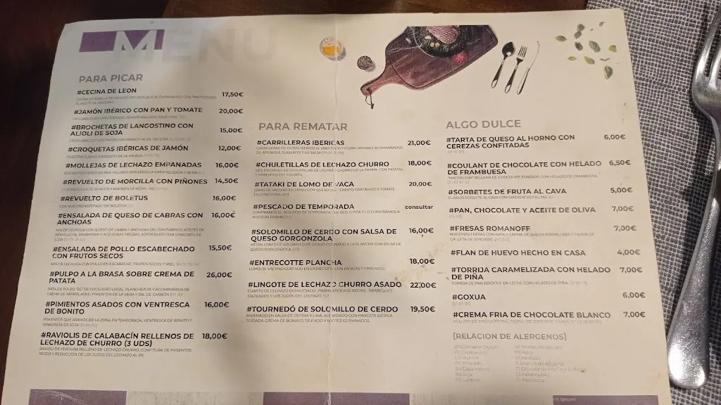 Menu_Restaurante El Lagar_Hérmedes de Cerrato_immagine_1