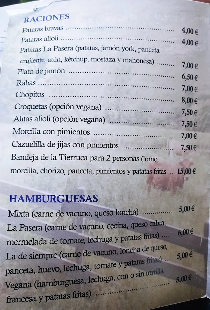 Menu_Restaurante Bar La Pasera_Pernía La_immagine_1