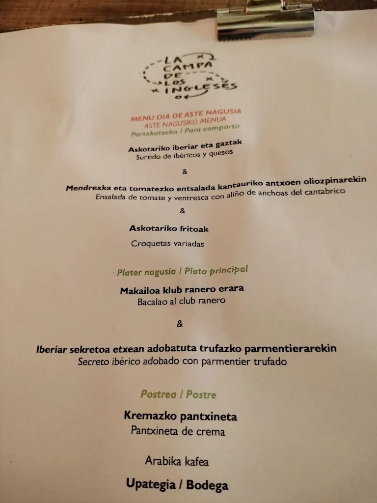 Menu_La Campa de los Ingleses · Taberna San Mamés_San Mamés de Campos_image_3
