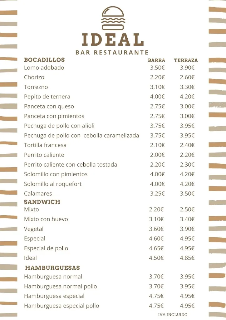 Menu_Bar- Restaurante Ideal_Venta de Baños_image_1