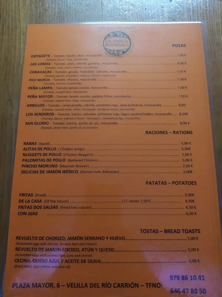 Menu_La Tabla Redonda_Velilla del Río Carrión_image_1