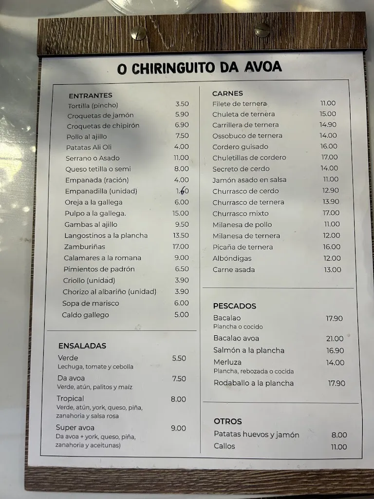 Menu_O Pincho da Avoa_Cañiza A_image_1