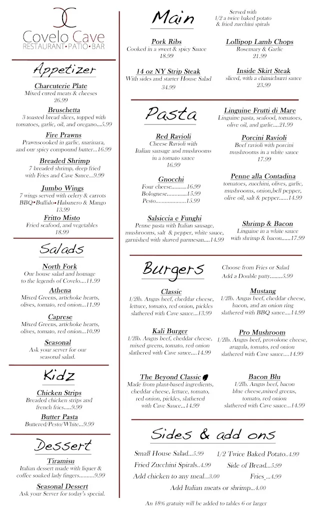 Menu_Covelo Cave_Covelo_image_1