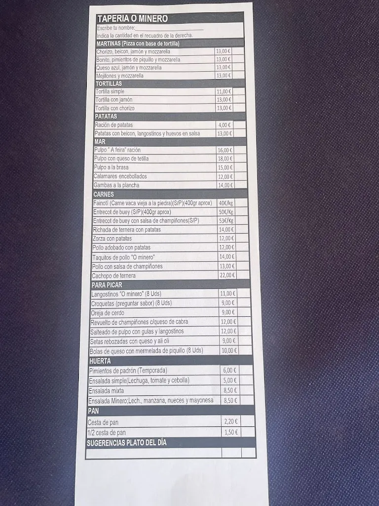 Menu_Restaurante Tapería o Minero_Cambados_image_1