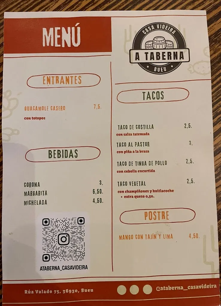 Menu_A TABERNA DE CASA VIDEIRA - BUEU_Bueu_immagine_1