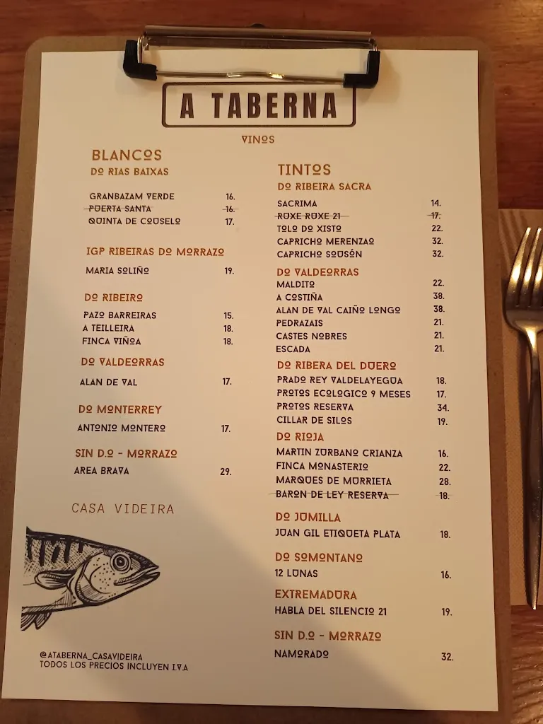 Menu_A TABERNA DE CASA VIDEIRA - BUEU_Bueu_immagine_2