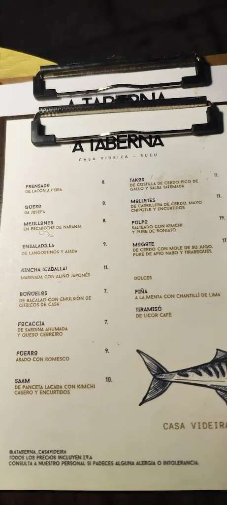 Menu_A TABERNA DE CASA VIDEIRA - BUEU_Bueu_immagine_3