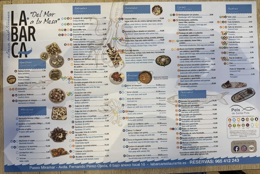 Menu_Restaurant La Barca_Santa Pola_immagine_1